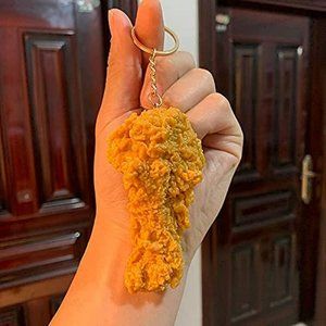 B.W.K Cute Keychain Artificial Fried Chicken Fake Food Funny Gifts Backpack Car